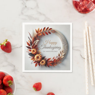 Moderne Happy Thanksgiving Floral Krans Custom Servet