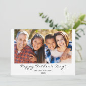Moderne Happy Vaderdag Script-foto Kaart (Staand voorkant)
