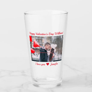 Moderne Happy Valentijnsdag Aangepaste foto naam Glas