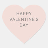Moderne Happy Valentijnsdag Roze Grijs Hart Sticker (Voorkant)