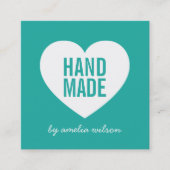 Moderne Hart Bewerkbare Achtergrond Kleur Handgema Vierkante Visitekaartje (Voorkant)