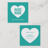 Moderne Hart Bewerkbare Achtergrond Kleur Handgema Vierkante Visitekaartje (Voorkant / Achterkant)