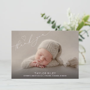 Moderne Hart Dank Je Baby Foto Geboorte Aankondiging