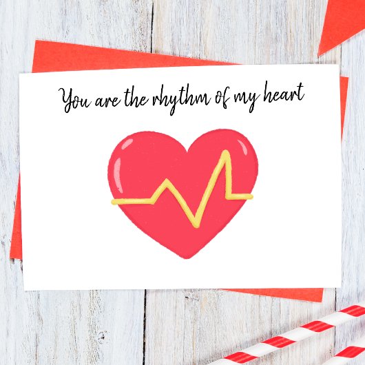 Moderne hart en cardiogram notitiekaartje