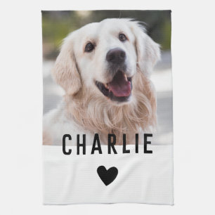 Moderne Hart Hond Fotonaam Theedoek