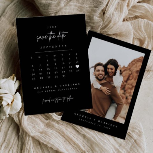 Moderne Hart Save The Date Agenda Fotokaart