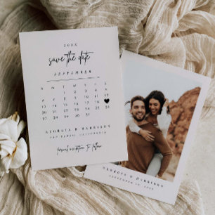 Moderne Hart Save The Date Kalender Fotokaart