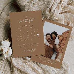 Moderne Hart Save The Date Kalender Fotokaart