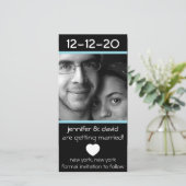 Moderne Hart Save The Dates (Lichtblauw) Date (Staand voorkant)