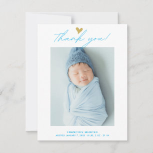 Moderne Hart Script Aangepaste Pasgeboren Baby Fot Bedankkaart
