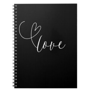 Moderne Hart Zwart Wit Huwelijk Bruidsfeest Notitieboek