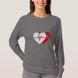 Moderne hartafdruk voor- en achtervrouwen grijs t-shirt