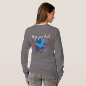 Moderne hartafdruk voor- en achtervrouwen grijs t-shirt (Achterkant volledig)