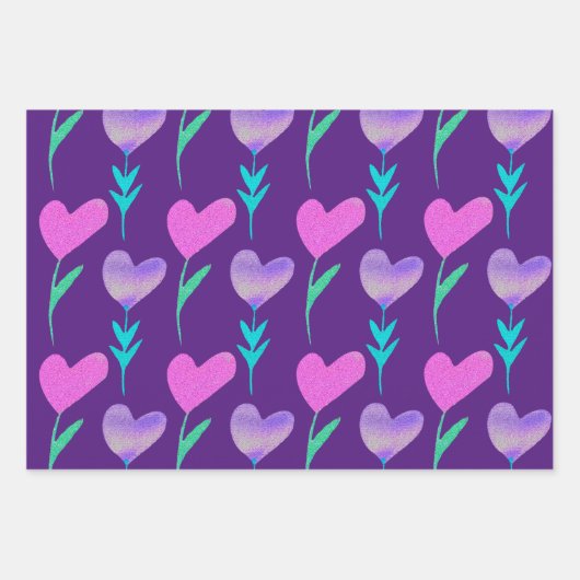 Moderne hartbloem Valentijnse Inpakpapier Vel (Voorkant 3)