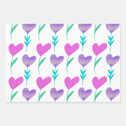 Moderne hartbloem Valentijnse Inpakpapier Vel (Voorkant)