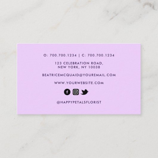 Moderne harten en bloemen patroon Girly Visitekaartje (Achterkant)