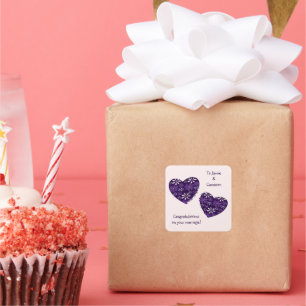 Moderne harten, gefeliciteerd met jullie huwelijk vierkante sticker