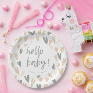 Moderne harten Genderneutrale Baby shower Partij Papieren Bordje
