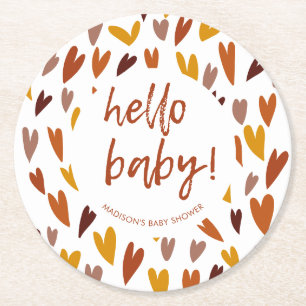 Moderne harten Genderneutrale Baby shower Partij Ronde Kartonnen Onderzetter