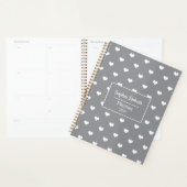 Moderne harten patroon grijs gepersonaliseerd planner (Display)