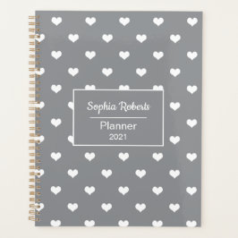 Moderne harten patroon grijs gepersonaliseerd planner