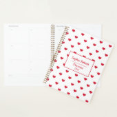 Moderne harten patroon rood & wit gepersonaliseerd planner (Display)