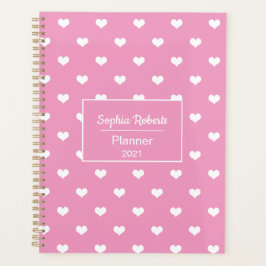Moderne harten patroon roze gepersonaliseerd planner