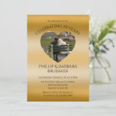 Moderne Hartfoto Golden 50ste bruiloft Jubileum Kaart (Staand voorkant)