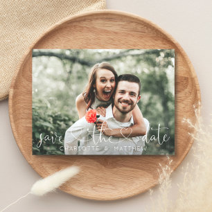 Moderne hartslag BESPAAR DE DATUM MET FOTO Aankondigingskaart