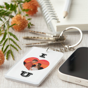 Moderne hartvormige foto I Love U Sleutelhanger