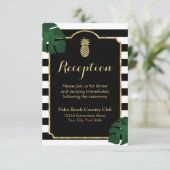 Moderne Hawaï gouden ananas trouwreceptie Informatiekaartje (Staand voorkant)
