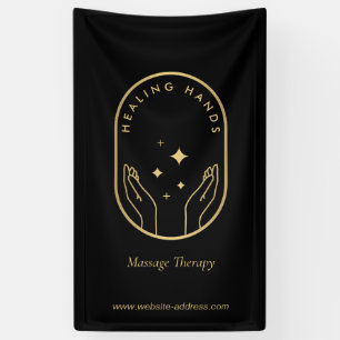 Moderne Healing Handen Massage, Wellness Gold Logo Spandoek