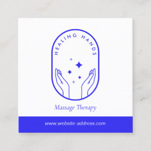 Moderne Healing Hands Massage, Wellness Blue Logo Vierkante Visitekaartje