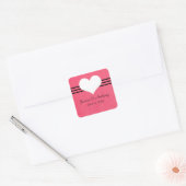 Moderne heartweddenschappen, roze vierkante sticker (Envelop)