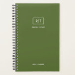 Moderne hebdomadaire mensuel Olive vert foncé Mono<br><div class="desc">Monographie de deux lettres avec nom et ligne de texte supplémentaire. Modifiez ou supprimez tout texte qui correspond à vos besoins. Options de revêtement laminé ou dur. Voir notre "Collection" pour les articles correspondants.</div>