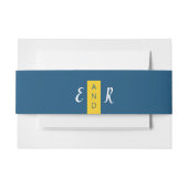 Moderne hedendaagse blauwe en gele trouwmonogram uitnodigingen wikkel (Voorkant Voorbeeld)