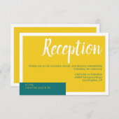 Moderne hedendaagse, gele bruiloft met minimale informatiekaartje (Voorkant / Achterkant)