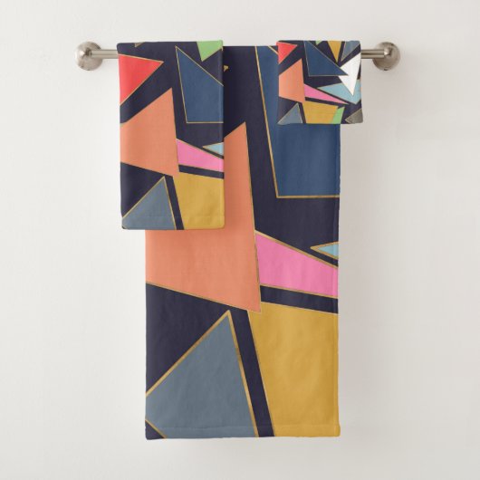 Moderne hedendaagse gouden lijnen kleurrijke drieh bad handdoek (Insitu)