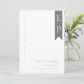 Moderne hedendaagse minimalistische monogram bruil save the date (Staand voorkant)