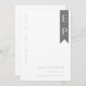 Moderne hedendaagse minimalistische monogram bruil save the date (Voorkant / Achterkant)