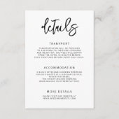 Moderne hedendaagse script bruiloft details informatiekaartje (Voorkant)