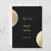 Moderne hedendaagse zwarte en gouden Abstracte bru Bedankkaart (Voorkant)