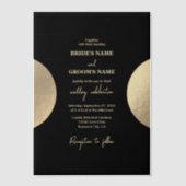 Moderne hedendaagse zwarte en gouden Abstracte bru Vellum Uitnodigingen (Voorkant)