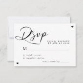 Moderne hedendaagse zwarte en witte bruiloft RSVP kaartje (Voorkant)