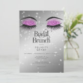 Moderne Heet Roze Glam Ogen Bruids Brunch Kaart (Staand voorkant)
