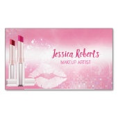 Moderne Heet Roze Lippen Make-up Artiest Magnetisch Visitekaartje (Voorkant)