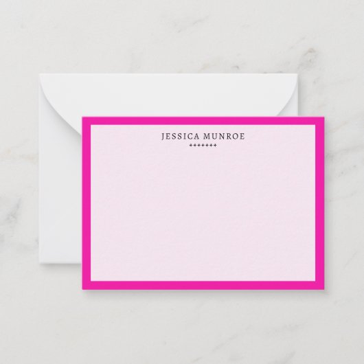 Moderne Heet Roze Rand Gepersonaliseerd Notitiekaartje (Voorkant)