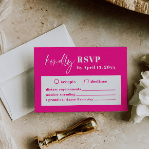 Moderne Heet Roze Vette Bruiloft RSVP Behuizing Ka Informatiekaartje