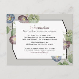 Moderne Heirloom Morning Glory Bruiloft Informatie Informatiekaartje