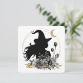 Moderne heks voor Halloween Kaart (Staand voorkant)